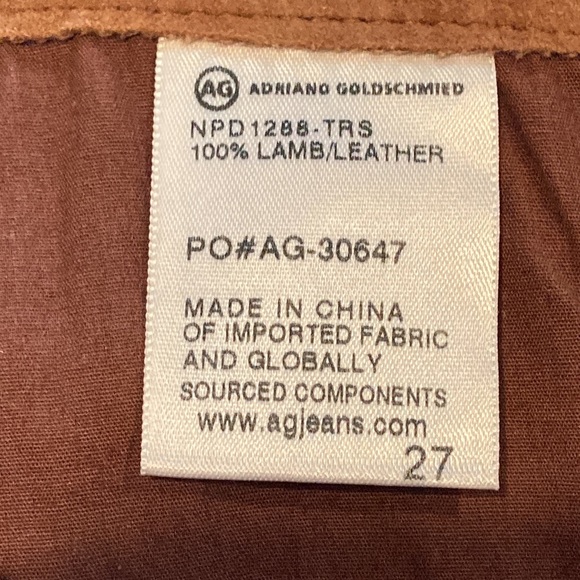 NWT AG Adriano Goldschmied Tan Polished Stretch Suede Super Skinny Legging-Sz 27 - Picture 12 of 13